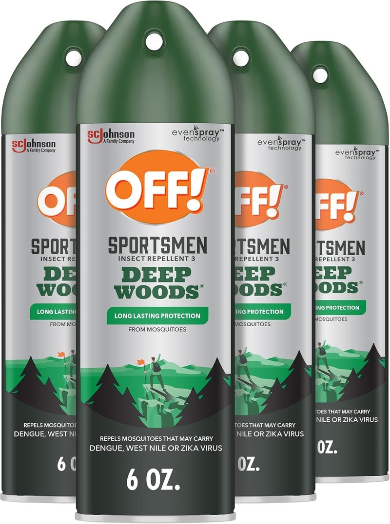 OFF! ! Deep Woods Sportsmen Insect Repellent Aerosol, Bug Spray Containing 30% DEET, Protects Against Mosquitoes and Ticks, 6 Oz, (Pack of 4) - Image 1